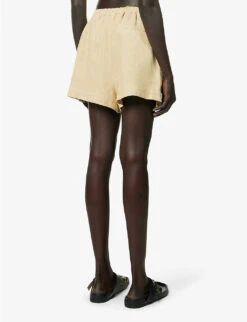 Mid-rise Elasticated-waistband Linen Shorts -Whistles Shop R04157396 BEIGE ALT03