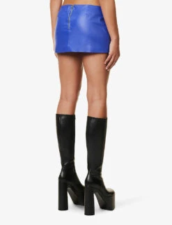 Colour-block Darted Faux-leather Mini Skirt -Whistles Shop R04158081 BLUE ALT03