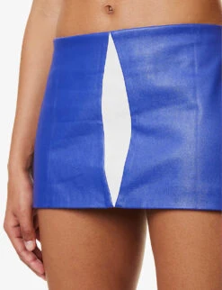 Colour-block Darted Faux-leather Mini Skirt -Whistles Shop R04158081 BLUE ALT04