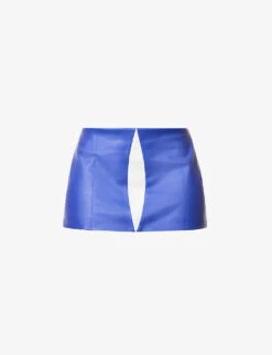 Colour-block Darted Faux-leather Mini Skirt