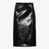 Sportmax Melinda Split-hem Croc-embossed Leather Mini Skirt -Whistles Shop R04158880 BLACK M