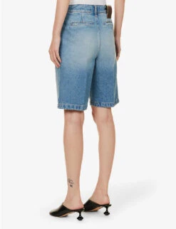 Sportmax Dorotea Straight-leg Mid-rise Regular-fit Denim Shorts -Whistles Shop R04158886 CORNFLOWER ALT03