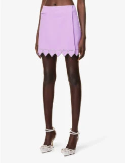 Heart Crystal-embellished Wool Mini Skirt 9 Heart Crystal-embellished Wool Mini Skirt -Whistles Shop R04158912 LILAC ALT02