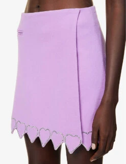 Heart Crystal-embellished Wool Mini Skirt 11 Heart Crystal-embellished Wool Mini Skirt -Whistles Shop R04158912 LILAC ALT04