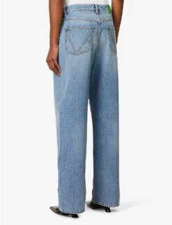 Bottega Veneta Stitched-pocket Wide-leg Mid-rise Jeans -Whistles Shop R04159971 MIDBLUE ALT03