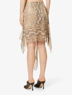 STELLA MCCARTNEY Python Asymmetric-hem Silk Midi Skirt -Whistles Shop R04160778 MULTICOLORBROWN ALT03