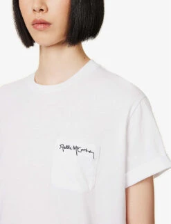 STELLA MCCARTNEY Embroidered Logo Cotton T-shirt -Whistles Shop R04160800 PUREWHITE ALT04