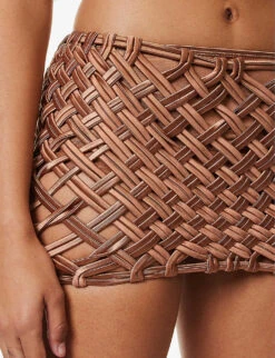 Cut-out Slim-fit Stretch-woven Mini Skirt -Whistles Shop R04161505 SOIL ALT04