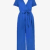 Wrap-front Tie-waist Linen Jumpsuit -Whistles Shop R04161732 BLUE M