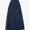 Pre-loved Celine Woven Midi Skirt -Whistles Shop R04162769 NAVYBLUE M