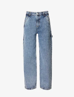 MOSCHINO Acid-wash Straight-leg Mid-rise Jeans
