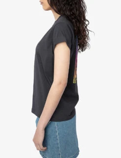 Zadig & Voltaire Anya Moon Logo-print Cotton T-shirt -Whistles Shop R04164057 CARBONE ALT02