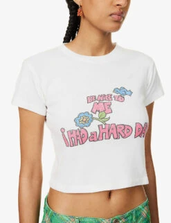 ERL Graphic-print Cropped Cotton-jersey T-shirt -Whistles Shop R04165352 HARDDAY ALT04