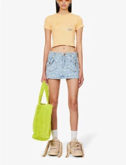 ERL Star-pattern Mid-rise Denim Mini Skirt -Whistles Shop R04165356 LIGHTBLUE ALT01