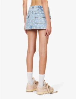 ERL Star-pattern Mid-rise Denim Mini Skirt -Whistles Shop R04165356 LIGHTBLUE ALT03