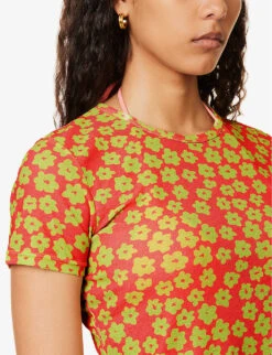 It's Now Cool Floral-print Short-sleeved Mesh T-shirt -Whistles Shop R04165818 SANCHO ALT04