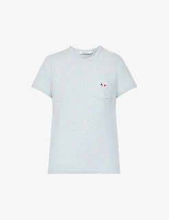 Fox-embroidered Short-sleeved Cotton-jersey T-shirt