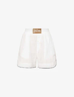 Palm Angels Branded Relaxed-fit Linen Shorts