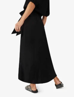 High-waisted Wrap Crepe Maxi Skirt -Whistles Shop R04166387 BLACK ALT03