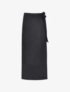 High-waisted Wrap Crepe Maxi Skirt