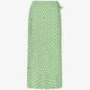 Diamond-print Wraparound Woven Maxi Skirt -Whistles Shop R04166388 GREEN M
