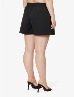 GOOD AMERICAN Scuba Drawstring-waistband Regular-fit Stretch-woven Shorts -Whistles Shop R04166621 BLACK001 ALT03