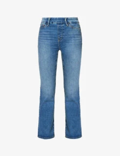 GOOD AMERICAN Pull On Straight Faded-wash Straight High-rise Stretch-denim Jeans