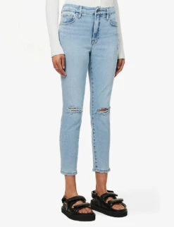 GOOD AMERICAN Good Faded-wash Slim-leg High-rise Recycled Stretch-denim Jeans -Whistles Shop R04166637 INDIGO458 ALT02