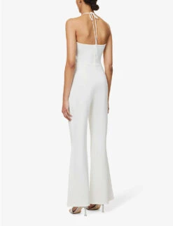 Halterneck Cut-out Woven Jumpsuit -Whistles Shop R04167252 WHITE ALT03