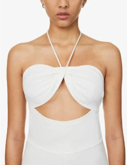 Halterneck Cut-out Woven Jumpsuit -Whistles Shop R04167252 WHITE ALT04