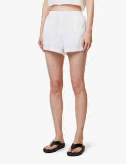 Yoko Elasticated-waistband Relaxed-fit Cotton-poplin Boxers -Whistles Shop R04167915 WHITE ALT02