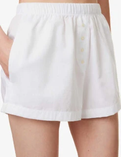 Yoko Elasticated-waistband Relaxed-fit Cotton-poplin Boxers -Whistles Shop R04167915 WHITE ALT04