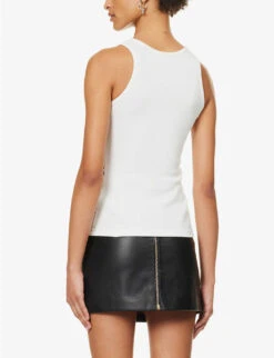 FIORUCCI Logo-print Ribbed Stretch-woven Top -Whistles Shop R04168332 WHITE ALT03