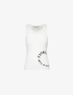 FIORUCCI Logo-print Ribbed Stretch-woven Top