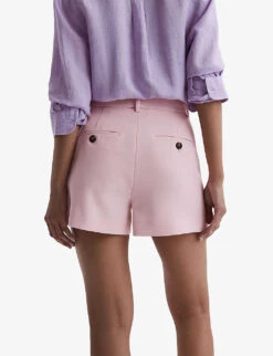 Reiss Marina Pleated Woven Shorts -Whistles Shop R04168931 PINK ALT03