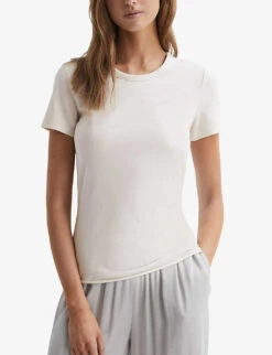 Reiss Sandy Round-neck Cotton T-shirt -Whistles Shop R04169191 IVORY ALT02