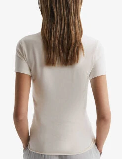 Reiss Sandy Round-neck Cotton T-shirt -Whistles Shop R04169191 IVORY ALT03