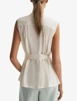 Reiss Romy Stripe-trim Stretch-woven Blouse -Whistles Shop R04169198 IVORY ALT03