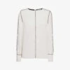 Reiss Estella Contrast-tip Long-sleeve Stretch-woven Blouse -Whistles Shop R04169209 CREAM M