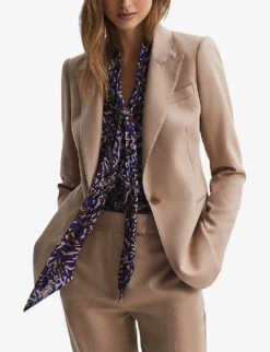 Reiss Tora Animal-print Neck-tie Woven Blouse -Whistles Shop R04169213 BLUE ALT02