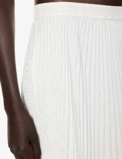 Valentino Pleated Silk Midi Skirt -Whistles Shop R04169682 AVORIO ALT04