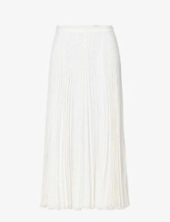 Valentino Pleated Silk Midi Skirt