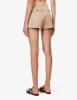 Valentino Pressed-crease Straight-leg Stretch-cotton Shorts -Whistles Shop R04169689 BEIGE ALT03