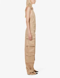 Valentino Tuta Flap-pocket Stretch-cotton Cargo Jumpsuit -Whistles Shop R04169717 BEIGE ALT02