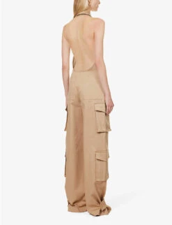Valentino Tuta Flap-pocket Stretch-cotton Cargo Jumpsuit -Whistles Shop R04169717 BEIGE ALT03