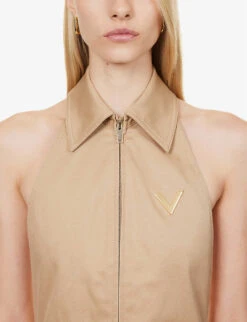 Valentino Tuta Flap-pocket Stretch-cotton Cargo Jumpsuit -Whistles Shop R04169717 BEIGE ALT04