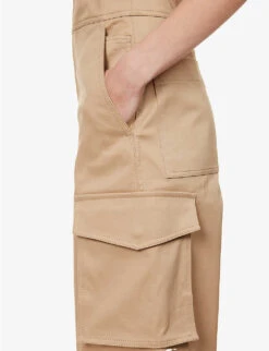 Valentino Tuta Flap-pocket Stretch-cotton Cargo Jumpsuit -Whistles Shop R04169717 BEIGE ALT05