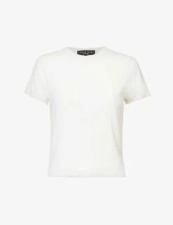Rag & Bone Luca Cropped Ribbed Stretch-woven T-shirt
