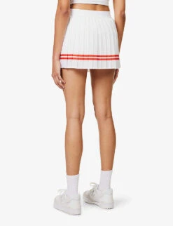Sporty & Rich X Prince Brand-print Stretch-woven Mini Skirt -Whistles Shop R04173085 WHITERED ALT03