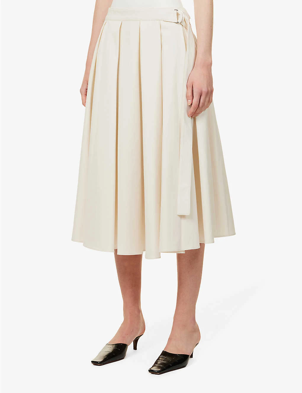 Pleated High-waisted Organic-cotton Midi Skirt 5 Pleated High-waisted Organic-cotton Midi Skirt - Image 3